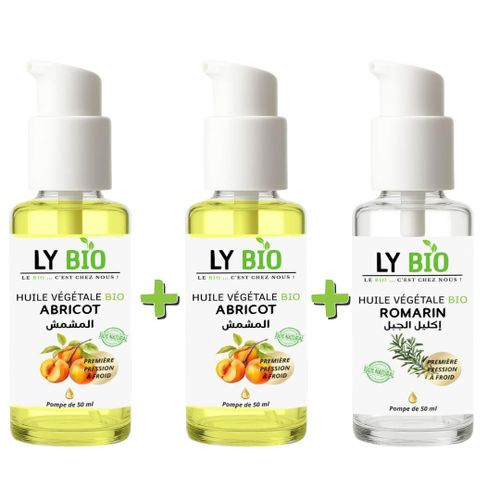PACK 2 X HUILE ABRICOT 50ML - POMPE + HUILE ROMARIN 50ml - POMPE