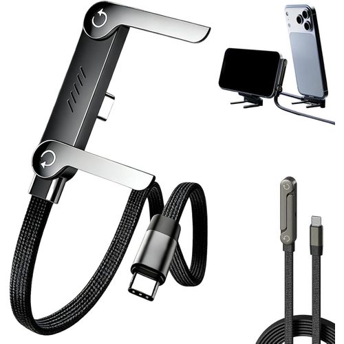 Support de Téléphone Pliable avec Câble de Charge Intégré