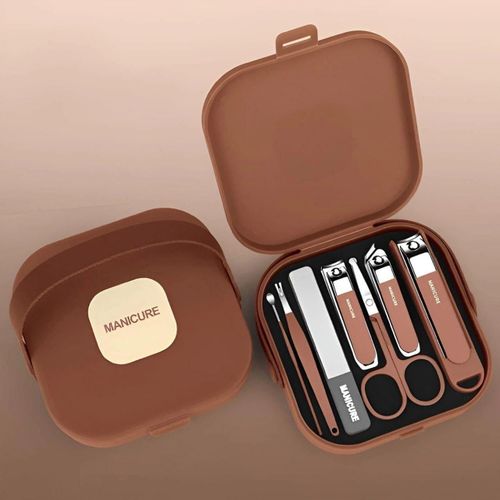 Kit Complet Manucure et Pédicure Portable, Set de Coupe Ongles pour Voyage, Extérieur et Maison , 07 pieces