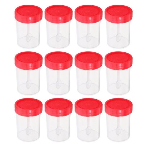 Lot de 10 pots stériles en plastique pour analyse avec couvercle de 60 ml. Verres de test pour tests et échantillons de selles, de salive