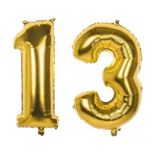 Ballons Aluminium Or Anniversaire Chiffre 13 ans