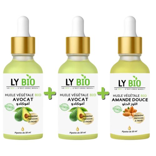 PACK 2 X HUILE AVOCAT 50ml - PIPETTE + HUILE AMANDE DOUCE 50ML - PIPETTE