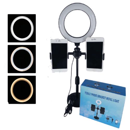 LED Ring Light Studio Photo Video Dimmable Lamp Tripod For Live Facebook instagram Youtube ..- support 2 Telephne