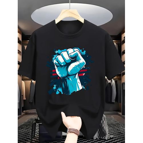T-shirt Noir en Coton pour Homme avec Poing Levé et Imprimé FREEDOM - Symbole Audacieux de Justice Sociale, Léger et Respirant, Col Rond, Manches Courtes, Vêtement de Militant Engagé pour Tenue Décontractée, Événement de Protestation