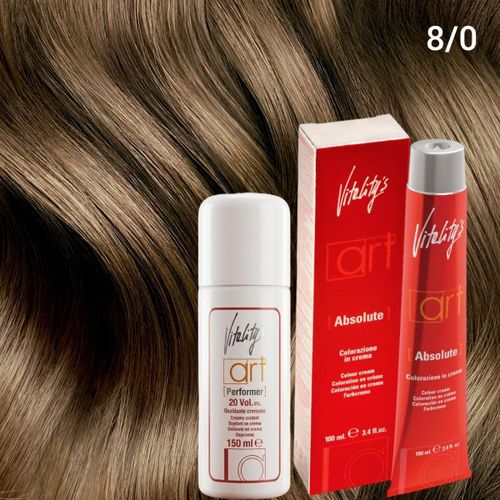 Vitality’s Art Coloration N 8/0 châtain 100 ml + oxydant 20 % 150 ml