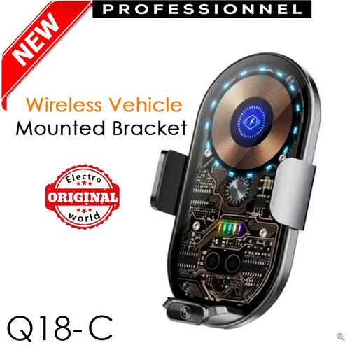 Chargeur de voiture sans fil transparent Q18-C & support de téléphone intelligent pour une conduite sans effort