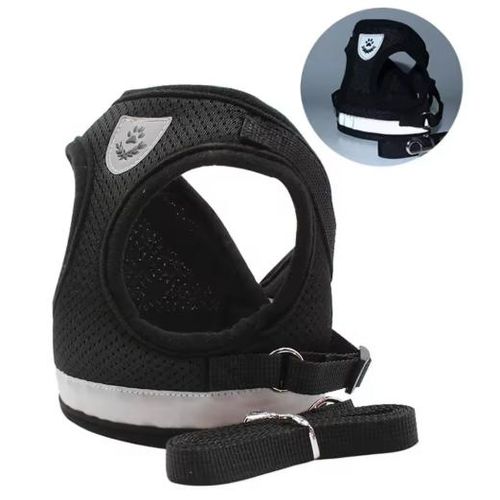Gilet Harnai taille L pour Chat et Petit Chien avec Laisse – Maille Respirante Réfléchissante