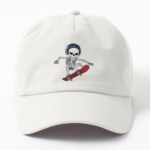 Squelette de patineur avec casque casquette blanc unique