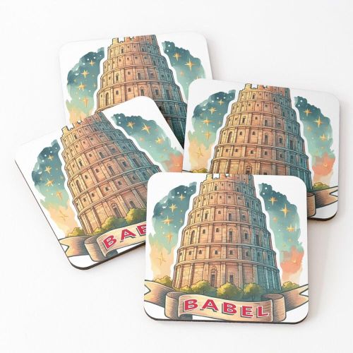 4 Dessous de Verre Tour de Babel sous tasse unique