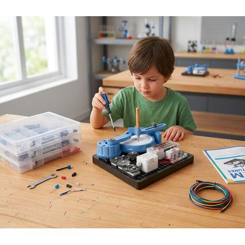 Kit d'Expériences Électroniques et Engrenages Mécaniques pour Enfants