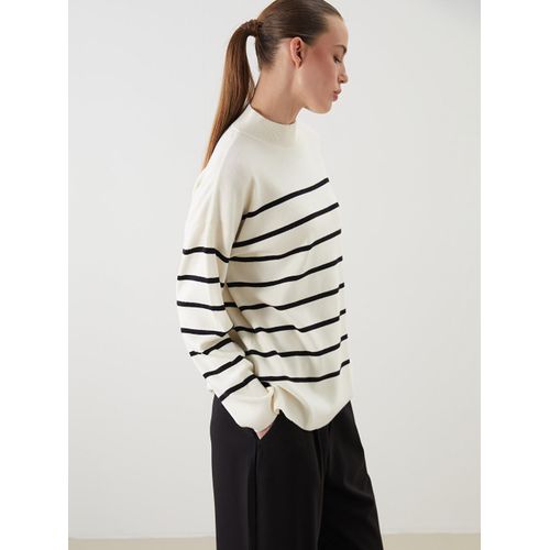 Pull-Over en Tricot Rayé pour Femmes à Demi-Col Roulé