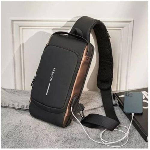 Sac Dos Crois Antivol Multifonction - Sac de Poitrine tanche avec Port de Charge USB et Serrure Code