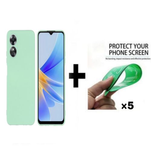 Pack : Pochette pour Oppo A17 Vert pistage + 5 ciramic full HD flexible
