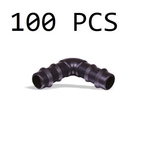 Lot de 100 coudes cannelés pour tuyau d'irrigation goutte à goutte 16 mm