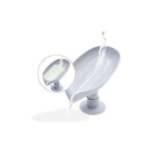 Porte-savon perforé gris avec égouttoir et ventouse