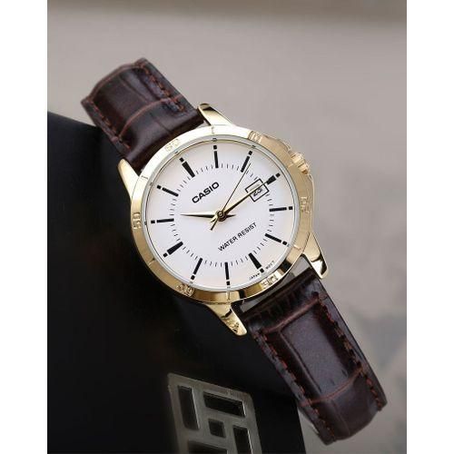 Montre pour femme analogique avec bracelet en cuir LTP-V004GL-7AUDF