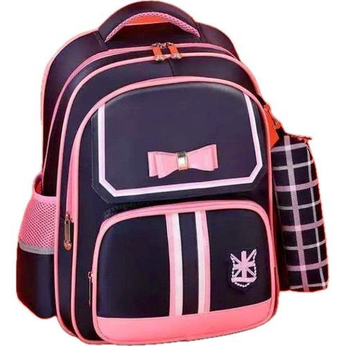 Sac Dos Scolaire lgant pour Fille Design Rose et Bleu avec Noeud