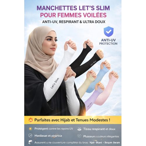 pack 2 PCS Manches Let’s Slim Anti-UV pour Femmes – Confort, Elasticité & Protection Solaire