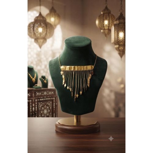 Collier Sultanat - Pendentif Doré Artisanal à Pampilles de Feuilles