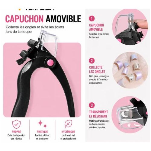 Coupe-ongles droits Noir, coupe en U, coupe-ongles pour faux ongles, outils et fournitures de manucure, coupe-ongles pour pointes d'ongles