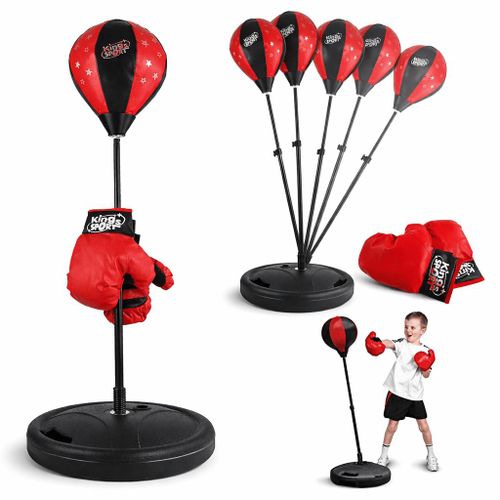 Punching Ball Enfant Réglable 90-130 cm avec Gants – Base Stable à Remplir (Eau/Sable) – Ballon 23 cm