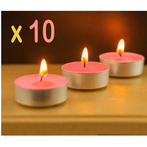 Ensemble de 10 bougies rondes, bougies chauffe-plat pour une ambiance intime et romantique.
