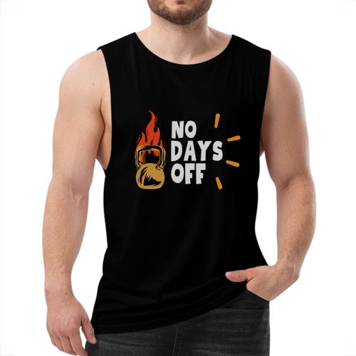 Dbardeur Musculation Homme - Performance Stretch Lycra Coton - Design No Days Off Kettlebell - Noir - Black