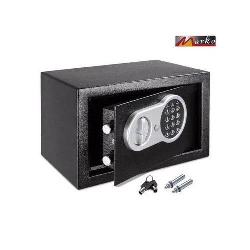 Marko Coffre Fort à Serrure Électronique Avec Code PIN et 2 Clés, Fixations Murales et au sol 31×20×20cm