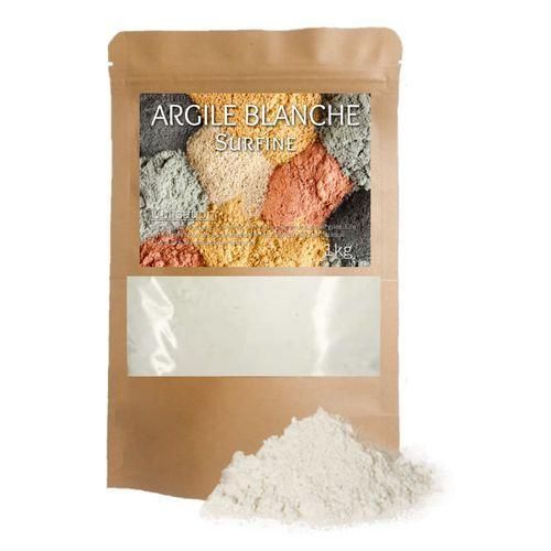 1kg ARGILE BLANCHE SURFINE. ( KAOLIN ) CICATRISANTE, HYDRATANTE, ADOUCISSANTE, ALTERNATIVE AU TALC POUR BÉBÉ