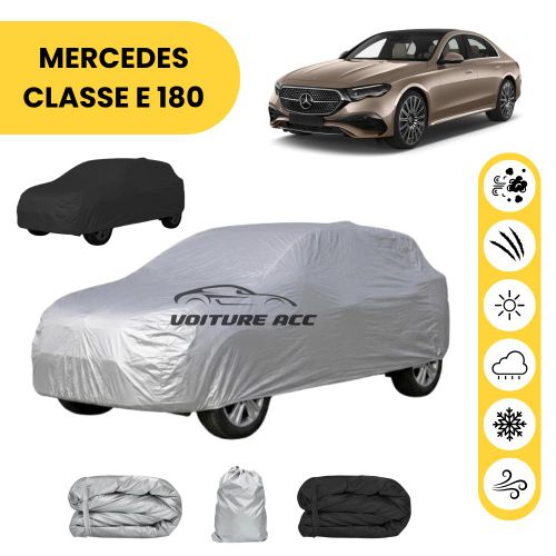 Bâche voiture imperméable double face – Protection complète contre pluie, soleil et poussière + sac offert ( MERCEDES CLASSE E 180 )