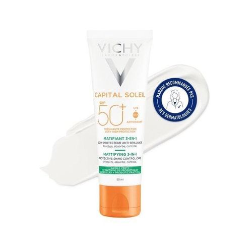 CAPITAL SOLEIL SOIN MATIFIANT 3-EN-1 SPF 50+ ecran solaire peaux sensibles