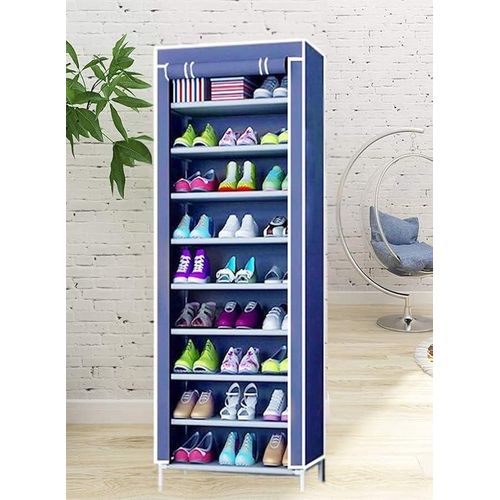 Étagère à chaussures à 9 niveaux , boîte de rangement, organisateur peu encombrant, avec housse en tissu non tissé pour placard, couloir, chambre à coucher, entrée