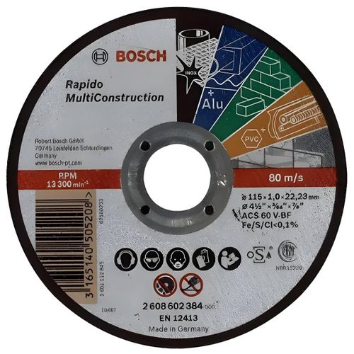 Disque à Tronçonner - Multiconstruction - Coupe Universelle - 115x22.23mm