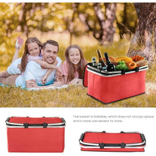 Paniers de pique-nique pliables, Sac de Panier de Pique-Nique Isolé - 30L Pliant Refroidisseur de Camping Boîte Thermique Panier de Rangement pour Excursion d'une Journée à La Plage Activités de Plein Air Camping.