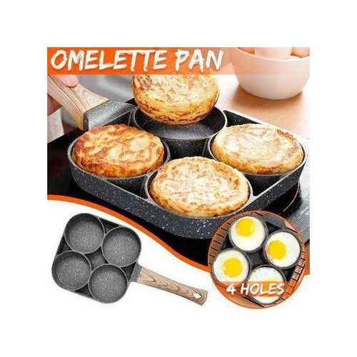 Poêle en Granit Antiadhésive 4 Compartiments – Idéale pour Crêpes, Omelettes, Pancakes, Harcha, Baghrir – Cuisson Rapide et Uniforme