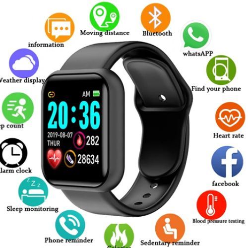 Smart watch pour femmes et hommes Y68 pro D20 noir