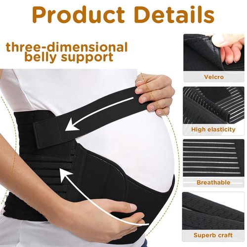 Ceinture de Grossesse Femme Enceinte, Soutien Lombaire Support Abdominal Dos de Maternité Maintien Physiomate Bande de Ventre Accessoire Bandeau Soulager Douleur pour Femme Avant Naissance Noir