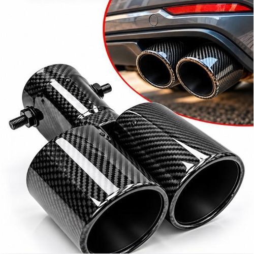 Embout d’Échappement Carbone 2 Sorties – Double Sortie 2x1 – Embout Pot Échappement Sport pour Voiture