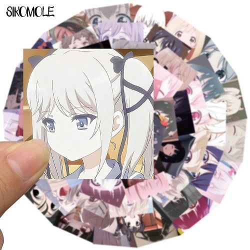 25 e01 Cute Cartoon Popular Anime Female Head Portrait Kawaii Sticker DIY Toys Skateboard Laptop