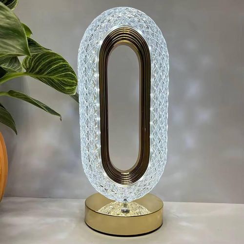 Lampe de Table LED en Cristal Acrylique Ovale - Design Luxe Moderne, Contrôle Tactile, Éclairage d'Ambiance Rechargeable USB pour Salon et Chambre