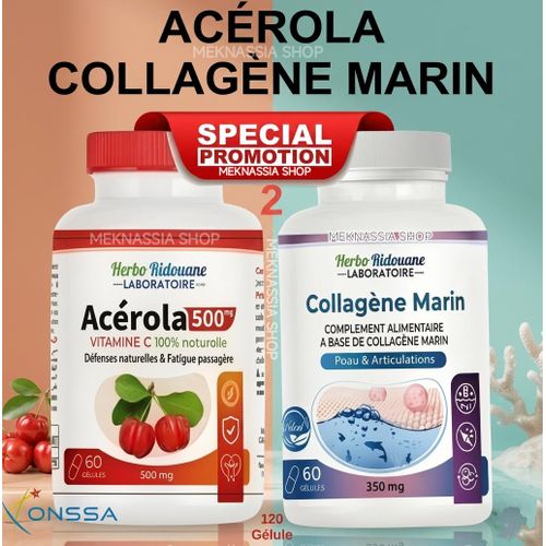 Acrola 500 mg Collagne Marin 350 mg Complments alimentaires Naturetition Capsules dextrait de cerise dacrola dAogubio Supply Capsules dextrait de cerise dacrola