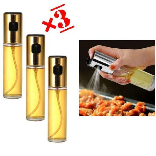 ×3 موزع زيت الزيتون و بخاخ الخل من الفولاذ المقاوم للصدأ وزجاج رذاذ