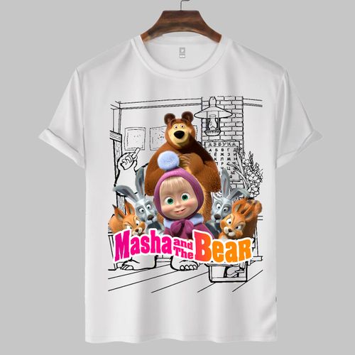 T-Shirt Blanc masha and the bear