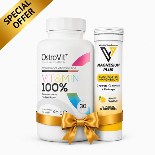 Pack 100 % Vitamine A à Z Vit&Min 30 Tabs + Electrolytes Plus Magnesium - Citron 10 Comprimés Effervescents
