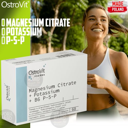 Magnesium Citrate et Potassium Plus Vitamine B6 P-5-P 60 capsules