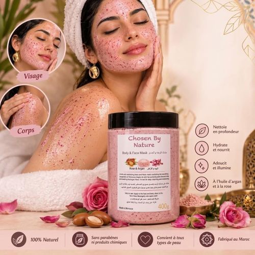 Masque Gommage Visage & Corps à l'Huile d'Argan & Rose - 400g