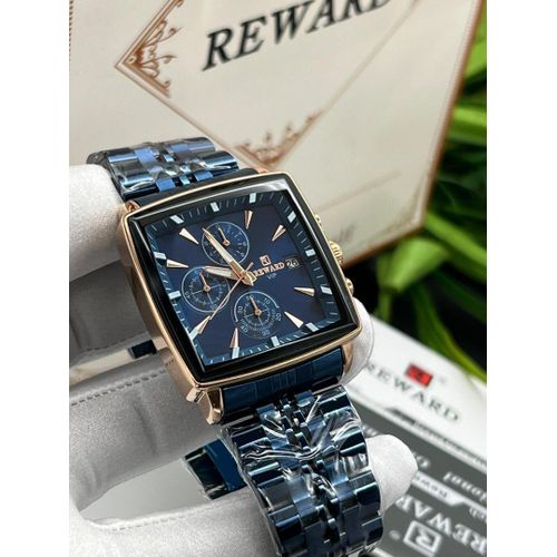 Montre à quartz analogique de luxe pour homme, grand cadran carré, chronographe, étanche, lumineuse, en acier inoxydable