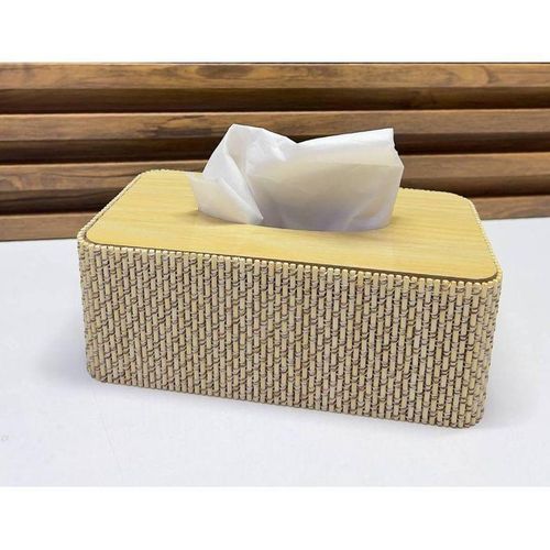 Boîte à Mouchoirs – Design Tressé Naturel, Couvercle en Bois