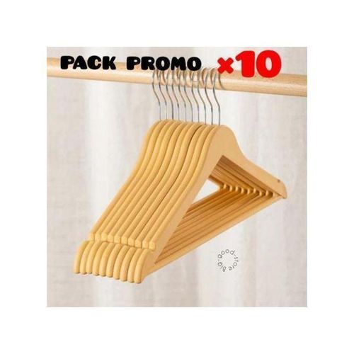 10+Cintres en plastique en forme de bois couleur Beige