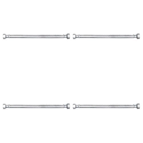 Lot de 4 - Tuyau Flexible Inox 1/2 Femelle / 1/2 Femelle - 50 Cm - Raccordement Eau